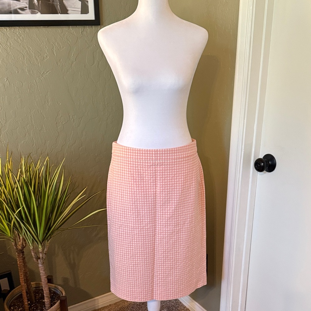 J. Crew Pink Gingham No. 2 Pencil Skirt
